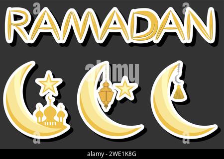 Splendida illustrazione a colori sul tema delle festività annuali del Ramadan Illustrazione Vettoriale