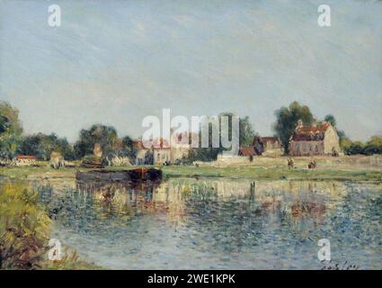 Alfred Sisley (1839-1899) - le Barrage à Saint-Mammes, Francia Foto Stock