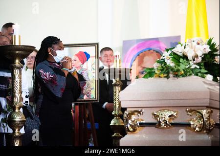 Bogotà, Colombia. 22 gennaio 2024. Il vicepresidente colombiano Francia Maquez prende parte alla scia del senatore colombiano per l'alleanza politica 'Pacto Historico' Piedad Cordoba al congresso colombiano di Bogotà, Colombia, il 22 gennaio 2024. Foto di: Chepa Beltran/Long Visual Press Credit: Long Visual Press/Alamy Live News Foto Stock