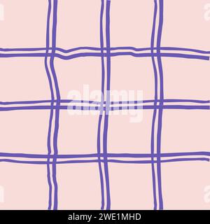 Schema geometrico irregolare disegnato a mano con griglia a mano libera. Profili e bordi unici di pennello rosa, beige, blu, viola e viola. y2k grunge Simple Illustrazione Vettoriale