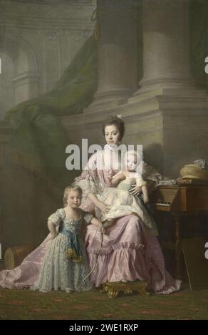 Allan Ramsay (1713-84) - Regina Charlotte (1744-1818) con i suoi due figli maggiori Foto Stock