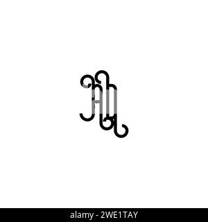 Design del logo iniziale AD Simple Curved Concept sfondo bianco e nero Illustrazione Vettoriale