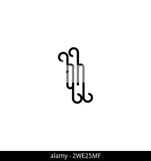 SU UN concetto semplice e curvo, design iniziale del logo su sfondo bianco e nero Illustrazione Vettoriale