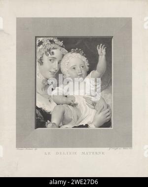 Lady Burghers en haar zoon, Giuseppe Longhi, dopo Thomas Lawrence, 1823 stampa Ritratto di Lady Burghers con suo figlio sul braccio. Tipografia: Milaanafter dipinto di: Inghilterra carta incisione persone storiche. madre e figlio (gruppo familiare) Foto Stock