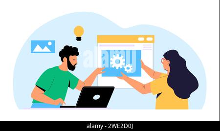 Sviluppo Web creazione di una pagina Web mobile Illustrazione Vettoriale