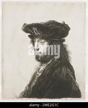 La quarta testa orientale, Rembrandt van Rijn, dopo Jan Lievens, c. 1635 incisione su carta stampata Foto Stock