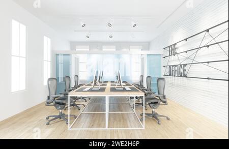 Interni moderni per ufficio 3D. Foto Stock