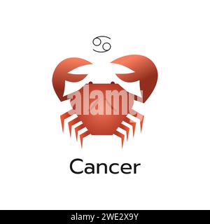 Icona del logo del segno zodiaco del cancro simbolo isolato dell'oroscopo illustrazione vettoriale Illustrazione Vettoriale