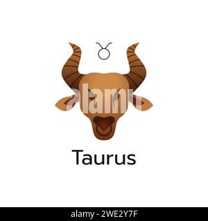 Icona del logo dello zodiaco del Tauro simbolo isolato dell'oroscopo illustrazione vettoriale Illustrazione Vettoriale