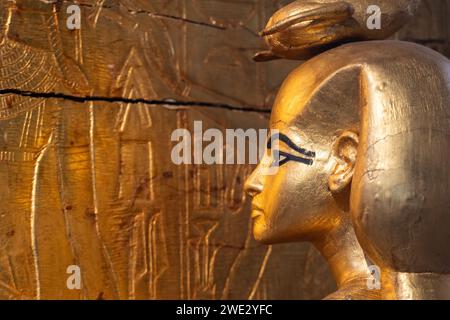 Cairo, Egitto - 14 novembre 2023: Santuario canopico di Tutankhamon esposto al Museo egizio del Cairo vicino a piazza Tahrir. Foto Stock