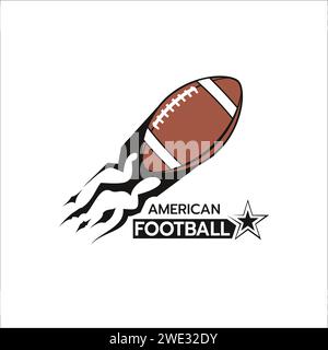 Splendido modello del logo del football americano, immagine stilizzata della silhouette dell'icona del logo del football su sfondo bianco illustrazione vettoriale Illustrazione Vettoriale