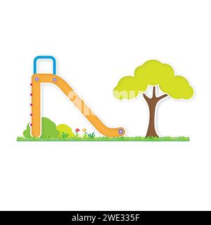 Parco ricreativo all'aperto per bambini o parco giochi con illustrazione vettoriale Illustrazione Vettoriale