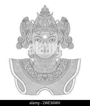 aquarius man, illustrazione in stile disegno con incisioni vintage Illustrazione Vettoriale