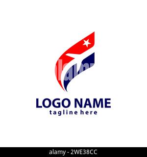 Lettera iniziale F vettore di design del logo di viaggio Illustrazione Vettoriale