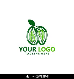 vettore di design del logo natural nutrition fruit Illustrazione Vettoriale