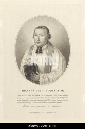 Ritratto del teologo cattolico tedesco Johannes Petrus Spenrath, Dirk Sluyter, 1813 stampa Amsterdam paper etching / incisione Foto Stock