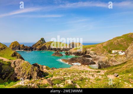 Kynance Cove, Lizard Peninsula, Cornovaglia, si dice che sia una delle più belle del mondo. Foto Stock
