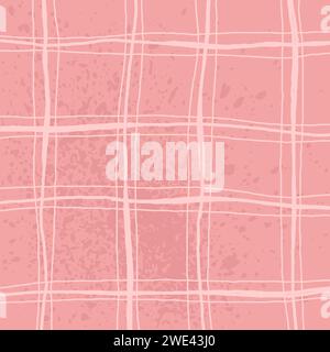 Schema geometrico irregolare disegnato a mano con griglia a mano libera. Esclusivi profili e forme di pennello rosa chiaro. Elemento di design semplice grunge y2k, Vector Illustrazione Vettoriale