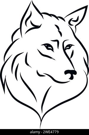 tatuaggio della testa di lupo bianco e nero Illustrazione Vettoriale