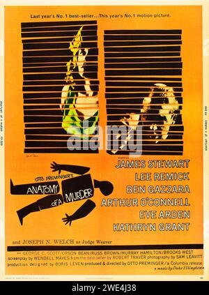 Anatomia di un omicidio (Columbia, 1959). Alfred Hitchcock, James Stewart, Lee Remick - poster di film d'epoca Foto Stock