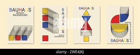 Sfondi minimalisti. Illustrazione astratta geometrica vettoriale. Raccolta di set vettoriali. Stile vintage. Per dipingere, poster, affissioni o copertine. Illustrazione Vettoriale