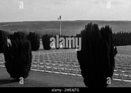 Un viaggio in famiglia ai campi di battaglia della prima Guerra Mondiale, alla necropoli nazionale di Douaumont, alla Mosa, alla regione Grand-Est, Francia dicembre 2000 Foto Stock