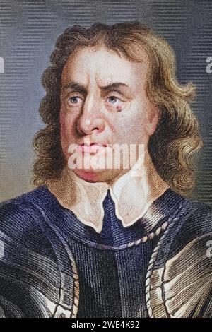 Oliver Cromwell 1599 bis 1658 englischer Militärführer und Politiker Staatsoberhaupt 1653 bis 1659, Historisch, digital restaurierte Reproduktion von einer Vorlage aus dem 19. Jahrhundert, data record non indicata Foto Stock