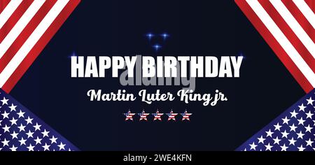 Buon compleanno martin Luter king jr.text design Illustrazione Vettoriale