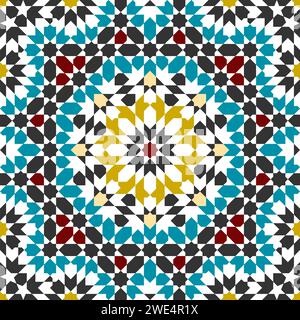 Motivo geometrico senza cuciture in stile arabo Zellij Illustrazione Vettoriale