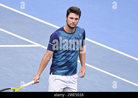 Miomir Kecmanovic durante l'Australian Open 2024, torneo di tennis del grande Slam il 22 gennaio 2024 al Melbourne Park di Melbourne, Australia Foto Stock