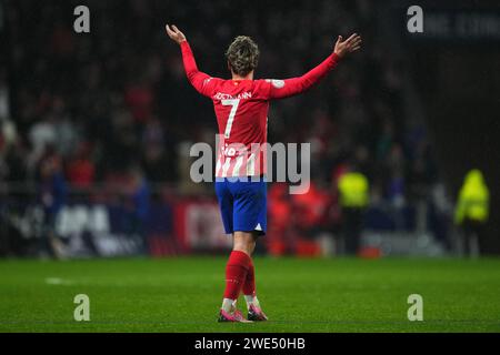 Madrid, Spagna. 18 gennaio 2024. Durante la partita della Copa del Rey, il turno 16 tra Atletico de Madrid e Real Madrid ha giocato al Civitas Metropolitano Stadium il 18 gennaio 2024 a Madrid, in Spagna. (Foto di Bagu Blanco/PRESSINPHOTO) crediti: PRESSINPHOTO SPORTS AGENCY/Alamy Live News Foto Stock