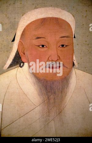 Taiwan, Taipei, Palace Museum, Gengis Khan, pittura di seta, impero mongolo (dinastia Yuan) XIV secolo Foto Stock