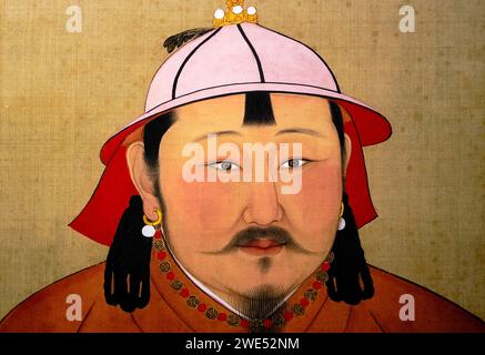 Taiwan, Taipei, Palace Museum, Temür Khan, pittura di seta, impero mongolo (dinastia Yuan) XIV secolo Foto Stock