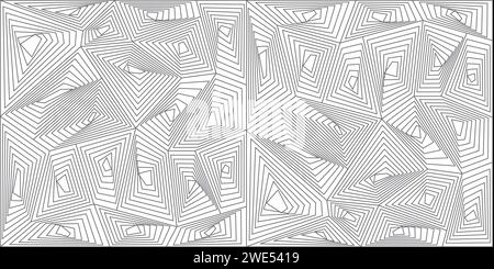 Ripetizione geometrica vettoriale astratta. Illustrazione orizzontale dell'immagine decorativa in bianco e nero Illustrazione Vettoriale