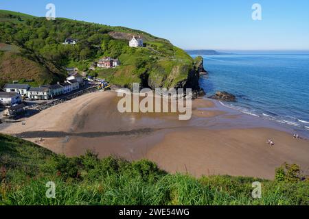 UK, West Wales, Ceredigion District, Llangrannog Bay Foto Stock