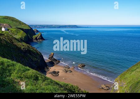 UK, West Wales, Ceredigion District, Wales Coastpath at Llangrannog Foto Stock