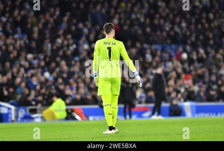 Jose sa of Wolves durante la partita di Premier League tra Brighton e Hove Albion e Wolverhampton Wanderers all'American Express Stadium , Brighton , Regno Unito - 22 gennaio 2024 foto Simon Dack / Telephoto Images. Solo per uso editoriale. Niente merchandising. Per le immagini di calcio si applicano le restrizioni fa e Premier League, incluso l'utilizzo di Internet/dispositivi mobili senza licenza FAPL. Per ulteriori informazioni, contattare Football Dataco Foto Stock