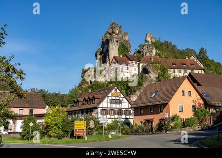 Tüchersfeld nella Svizzera Franconica, comune di Pottenstein, Baviera, Germania Foto Stock