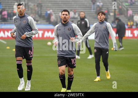 Non esclusiva: 22 gennaio 2024, Dallas, Texas, USA: Il capitano dell'Inter Miami Lionel messi si riscalda pochi istanti prima dell'inizio della gara di pre-stagione della MLS Foto Stock