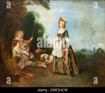 Jean-Antoine Watteau pittura, 'la Danza' o 'Iris', c. 1718-21, pittore francese in stile barocco e rococò. Foto Stock