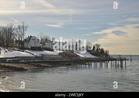 Steppingstones Park & Lighthouse, New York Foto Stock