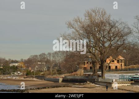 Steppingstones Park & Lighthouse, New York Foto Stock