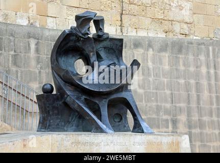 Monumento a Francesco Laparelli e Girolamo Cassar a la Valletta Foto Stock