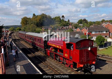 Steel Company of Wales Steam loco 401 "Vulcan" costruita da WG Bagnall alla stazione di Bewdley, Severn Valley Railway durante il suo Gala autunnale a vapore del 2023 Foto Stock