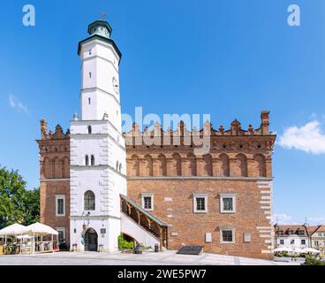 Rynek con municipio (Ratusz) a Sandomierz nel voivodato di Podkarpackie in Polonia Foto Stock