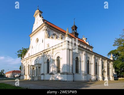 Cattedrale, ex Chiesa Collegiata di St Thomas (Katedra), sullo sfondo Palazzo Zamoyski, a Zamość nel voivodato di Lubelskie in Polonia Foto Stock