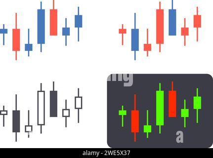 Grafico del prezzo delle azioni Candlestick. Grafica vettoriale facile da modificare. Illustrazione Vettoriale