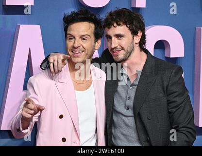 Londra, Regno Unito. 23 gennaio 2024. Andrew Scott e Paul Mescal arrivano allo screening di gala del Regno Unito di tutti noi sconosciuti, BFI Southbank, Londra. Credito: Doug Peters/EMPICS/Alamy Live News Foto Stock