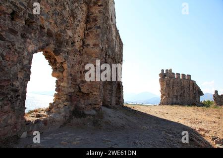 Rovine di Mamure Kalesi castello in Anamur, Mersin Provincia, Turchia Foto Stock
