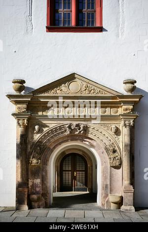 Portale storico, Municipio vecchio, Chemnitz, Sassonia, Germania, Europa Foto Stock